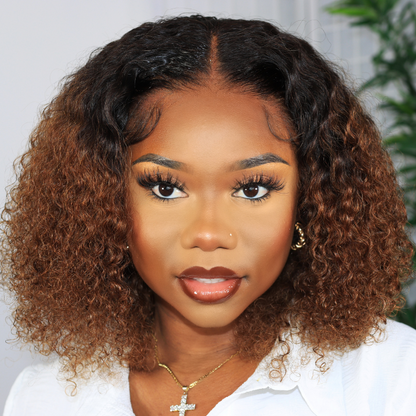 Ombre Curly Bob Lace Wig